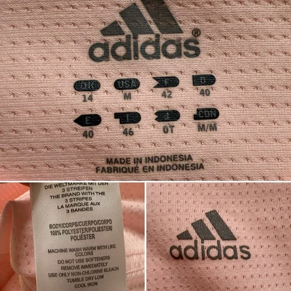 Adidas Pink Long Sleeve Performance Top Lightweight Running Activewear Shirt Med - Picture 6 of 10